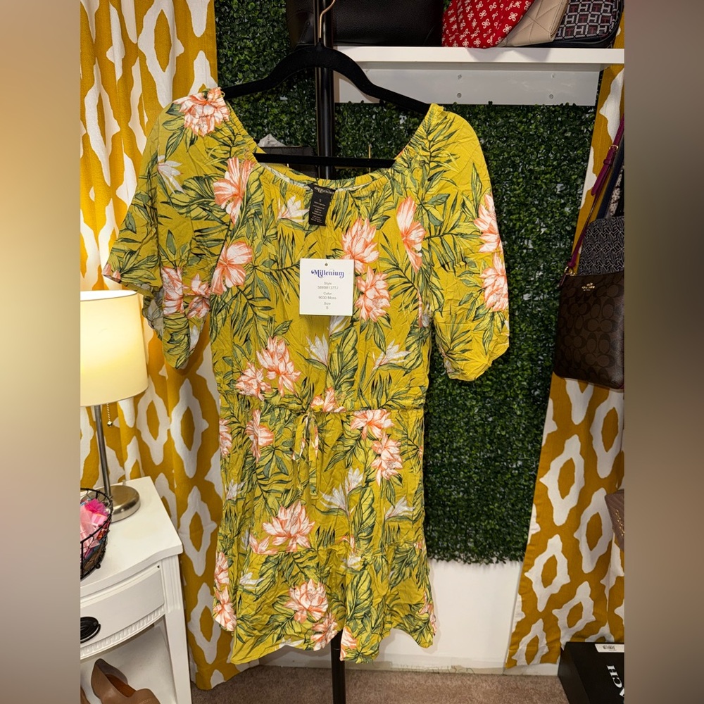 Millennium Floral Mini Dress - Yellow and Pink